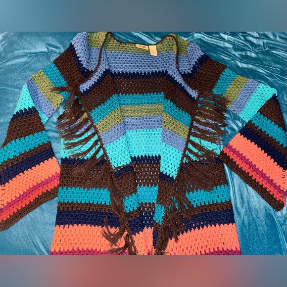 🌵WRANGLER🌵AZTEC LONG FRINGE CARDI🌵 - Picture 4 of 7